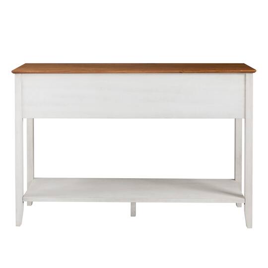 Walker Edison 52" Reclaimed Barnwood & White 3-Drawer Buffet Table
